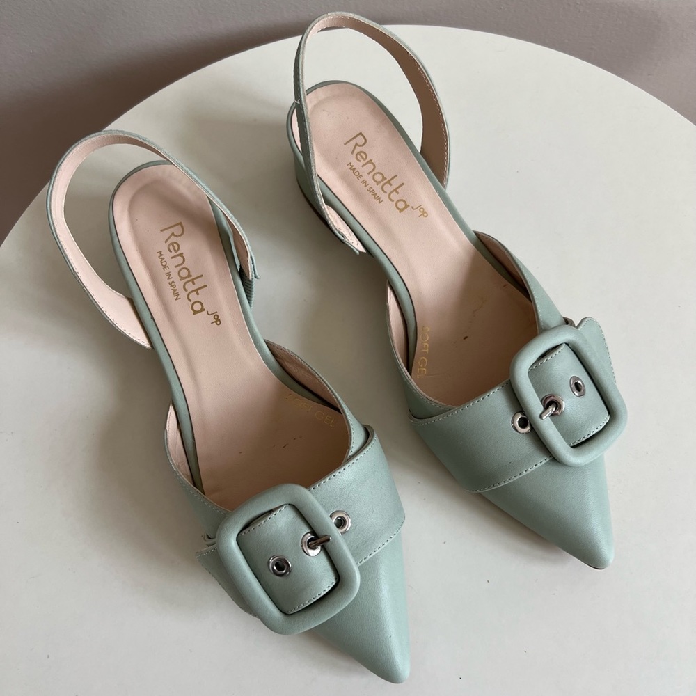 Sage Green Leather Heels